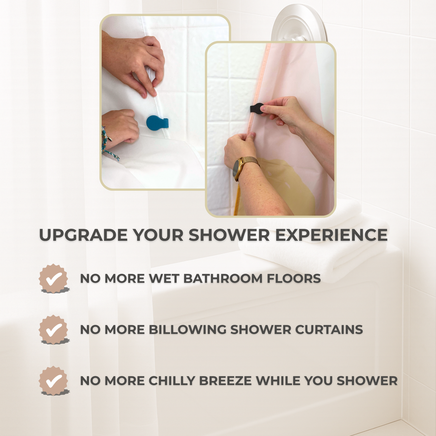 Shower Curtain Keeper Bright White - 2 pack