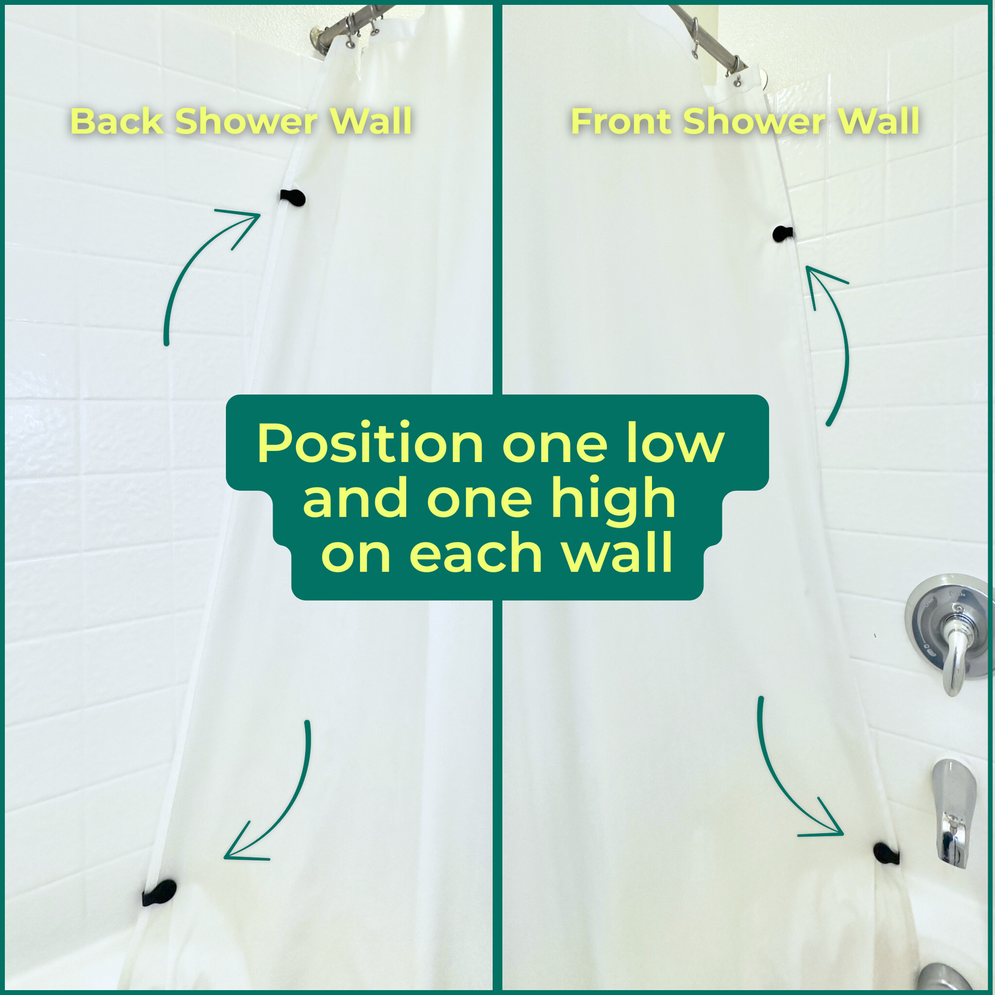Shower Curtain Keeper 4 pack Black