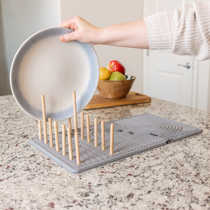 PRE-ORDER Diatomite Stone Drying Mat with Bamboo Dish Rack & Non-Slip Base