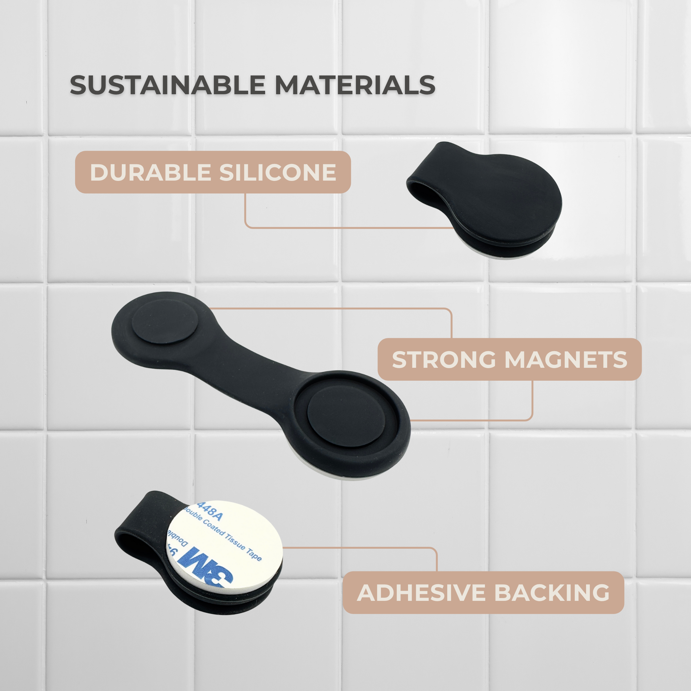 Shower Curtain Keeper Black - 3 pack