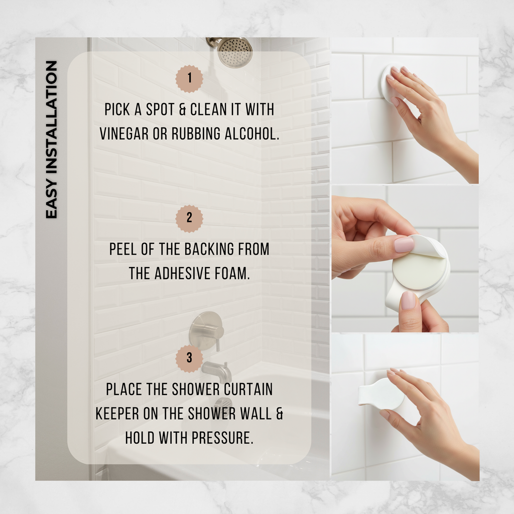 Shower Curtain Keeper Bright White - 3 pack