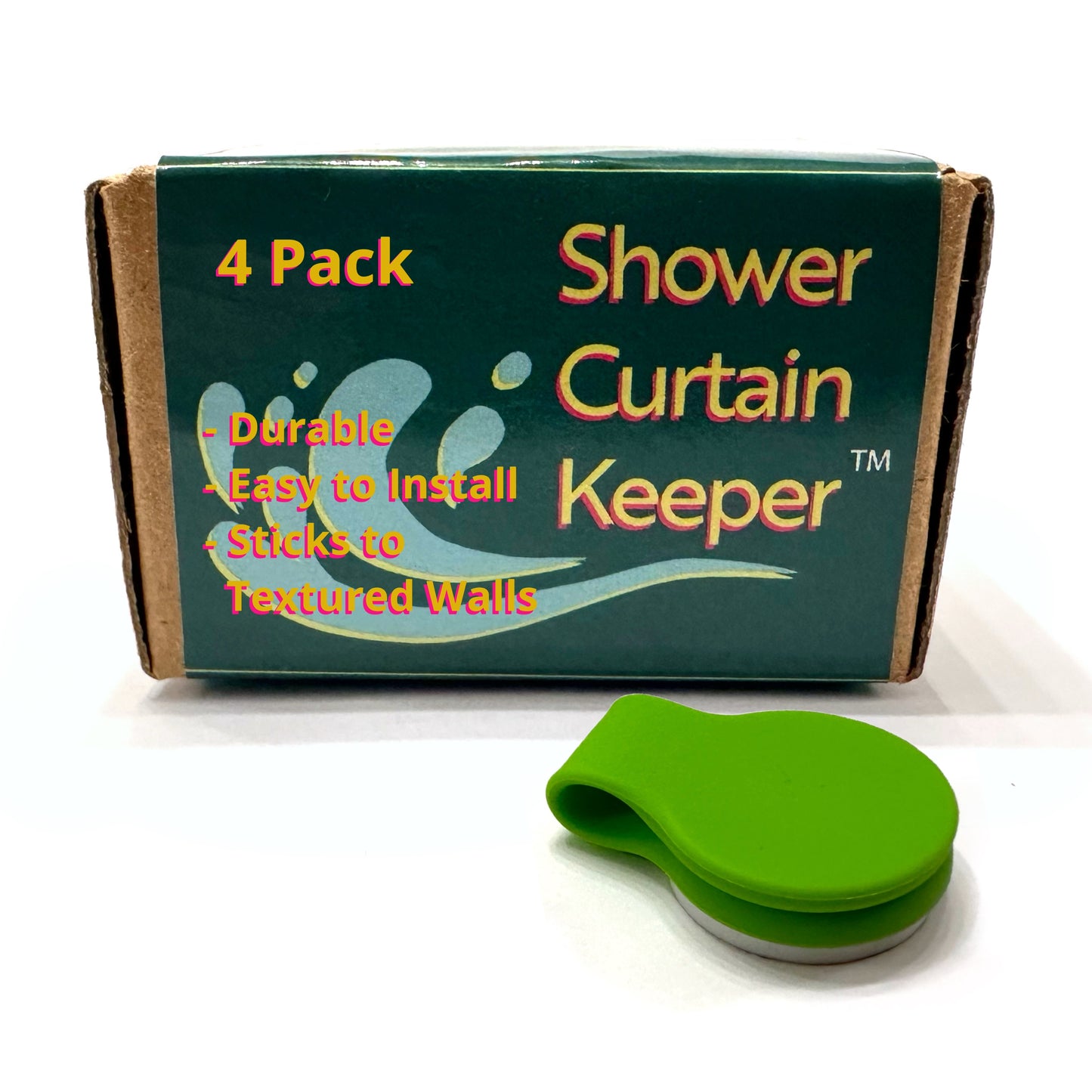 Shower Curtain Keeper 4 pack Bright Green